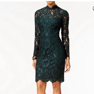 Betsey Johnson Dark Green Lace Long Sleeve Dress